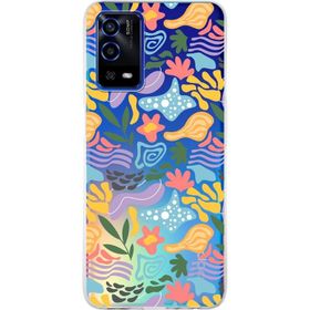Printify Oppo A55 İle Uyumlu 1mm Kapak Memphis Desen Tasarımlı Şeffaf Silikon Cep Telefonu Kılıfı