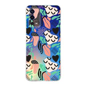 Printify Oppo A55 Uyumlu Kamera Korumalı Kapak Memphis Desen Tasarımlı Şeffaf Cep Telefonu Kılıfı
