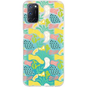 Printify Oppo A72 İle Uyumlu 1mm Kapak Memphis Desen Tasarımlı Şeffaf Silikon Cep Telefonu Kılıfı