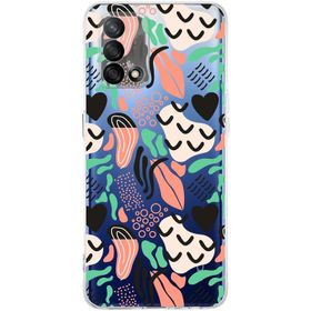 Printify Oppo A74 İle Uyumlu 1mm Kapak Memphis Desen Tasarımlı Şeffaf Silikon Cep Telefonu Kılıfı