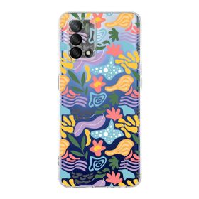 Printify Oppo A74 İle Uyumlu 1mm Kapak Memphis Desen Tasarımlı Şeffaf Silikon Cep Telefonu Kılıfı