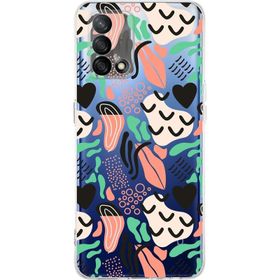 Printify Oppo A74 İle Uyumlu 1mm Kapak Memphis Desen Tasarımlı Şeffaf Silikon Cep Telefonu Kılıfı