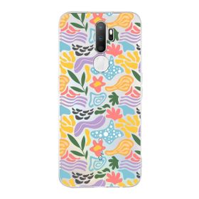 Printify Oppo A9 2020 İle Uyumlu 1mm Kapak Memphis Desen Tasarımlı Şeffaf Silikon Cep Telefonu Kılıfı