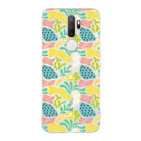 Printify Oppo A9 2020 İle Uyumlu 1mm Kapak Memphis Desen Tasarımlı Şeffaf Silikon Cep Telefonu Kılıfı