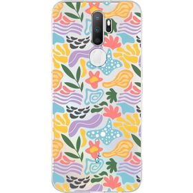 Printify Oppo A9 2020 İle Uyumlu 1mm Kapak Memphis Desen Tasarımlı Şeffaf Silikon Cep Telefonu Kılıfı