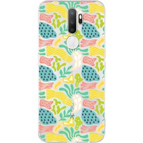 Printify Oppo A9 2020 İle Uyumlu 1mm Kapak Memphis Desen Tasarımlı Şeffaf Silikon Cep Telefonu Kılıfı