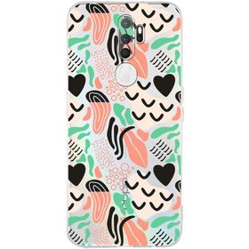 Printify Oppo A9 2020 Uyumlu Kamera Korumalı Kapak Memphis Desen Tasarımlı Şeffaf Cep Telefonu Kılıfı