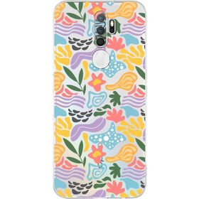 Printify Oppo A9 2020 Uyumlu Kamera Korumalı Kapak Memphis Desen Tasarımlı Şeffaf Cep Telefonu Kılıfı