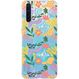 Printify Oppo A91 İle Uyumlu 1mm Kapak Memphis Desen Tasarımlı Şeffaf Silikon Cep Telefonu Kılıfı