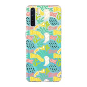 Printify Oppo A91 İle Uyumlu 1mm Kapak Memphis Desen Tasarımlı Şeffaf Silikon Cep Telefonu Kılıfı