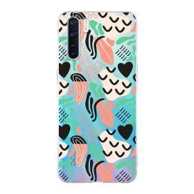 Printify Oppo A91 İle Uyumlu 1mm Kapak Memphis Desen Tasarımlı Şeffaf Silikon Cep Telefonu Kılıfı