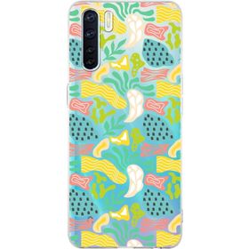 Printify Oppo A91 İle Uyumlu 1mm Kapak Memphis Desen Tasarımlı Şeffaf Silikon Cep Telefonu Kılıfı