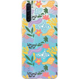 Printify Oppo A91 İle Uyumlu 1mm Kapak Memphis Desen Tasarımlı Şeffaf Silikon Cep Telefonu Kılıfı