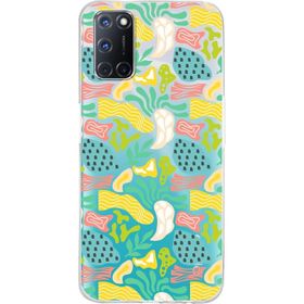 Printify Oppo A91 İle Uyumlu 1mm Kapak Memphis Desen Tasarımlı Şeffaf Silikon Cep Telefonu Kılıfı