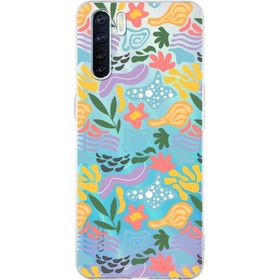 Printify Oppo A91 İle Uyumlu 1mm Kapak Memphis Desen Tasarımlı Şeffaf Silikon Cep Telefonu Kılıfı