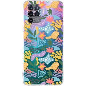 Printify Oppo A92 İle Uyumlu 1mm Kapak Memphis Desen Tasarımlı Şeffaf Silikon Cep Telefonu Kılıfı