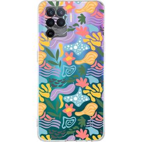 Printify Oppo A92 İle Uyumlu 1mm Kapak Memphis Desen Tasarımlı Şeffaf Silikon Cep Telefonu Kılıfı