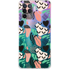 Printify Oppo A94 İle Uyumlu 1mm Kapak Memphis Desen Tasarımlı Şeffaf Silikon Cep Telefonu Kılıfı