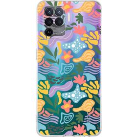 Printify Oppo A94 İle Uyumlu 1mm Kapak Memphis Desen Tasarımlı Şeffaf Silikon Cep Telefonu Kılıfı