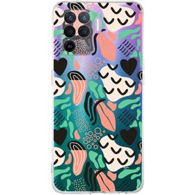 Printify Oppo A94 Uyumlu Kamera Korumalı Kapak Memphis Desen Tasarımlı Şeffaf Cep Telefonu Kılıfı