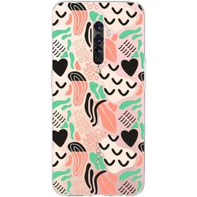 Printify Oppo Reno 2 İle Uyumlu 1 mm Kapak Memphis Desen Tasarımlı Şeffaf Silikon Cep Telefonu Kılıfı