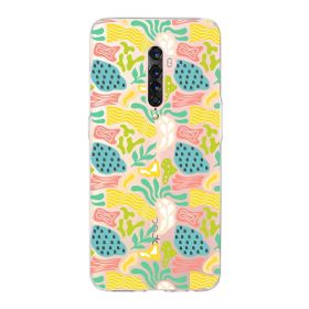 Printify Oppo Reno 2 İle Uyumlu 1 mm Kapak Memphis Desen Tasarımlı Şeffaf Silikon Cep Telefonu Kılıfı