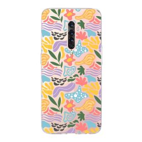 Printify Oppo Reno 2 İle Uyumlu 1 mm Kapak Memphis Desen Tasarımlı Şeffaf Silikon Cep Telefonu Kılıfı