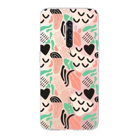 Printify Oppo Reno 2 İle Uyumlu 1 mm Kapak Memphis Desen Tasarımlı Şeffaf Silikon Cep Telefonu Kılıfı