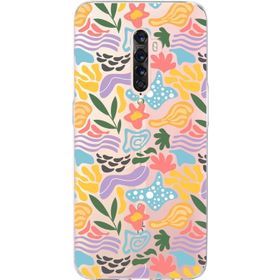 Printify Oppo Reno 2 İle Uyumlu 1 mm Kapak Memphis Desen Tasarımlı Şeffaf Silikon Cep Telefonu Kılıfı