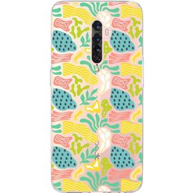 Printify Oppo Reno 2 İle Uyumlu 1 mm Kapak Memphis Desen Tasarımlı Şeffaf Silikon Cep Telefonu Kılıfı