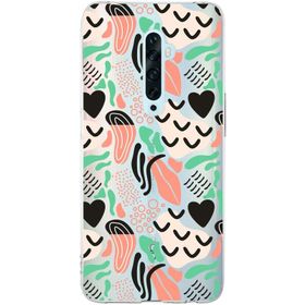 Printify Oppo Reno 2Z İle Uyumlu 1 mm Kapak Memphis Desen Tasarımlı Şeffaf Silikon Cep Telefonu Kılıfı