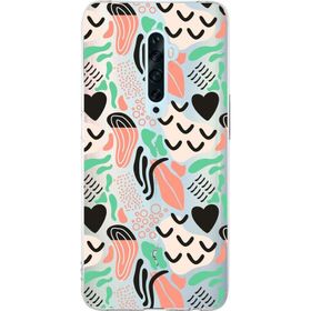 Printify Oppo Reno 2Z İle Uyumlu 1 mm Kapak Memphis Desen Tasarımlı Şeffaf Silikon Cep Telefonu Kılıfı
