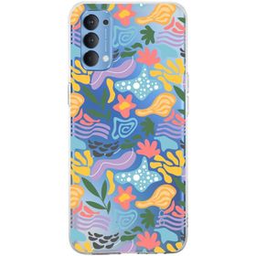 Printify Oppo Reno 3 Pro İle Uyumlu 1 mm Kapak Memphis Desen Tasarımlı Şeffaf Silikon Cep Telefonu Kılıfı