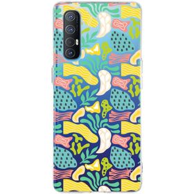 Printify Oppo Reno 3 Pro İle Uyumlu 1 mm Kapak Memphis Desen Tasarımlı Şeffaf Silikon Cep Telefonu Kılıfı