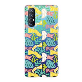 Printify Oppo Reno 3 Pro İle Uyumlu 1 mm Kapak Memphis Desen Tasarımlı Şeffaf Silikon Cep Telefonu Kılıfı