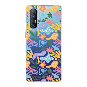 Printify Oppo Reno 3 Pro İle Uyumlu 1 mm Kapak Memphis Desen Tasarımlı Şeffaf Silikon Cep Telefonu Kılıfı