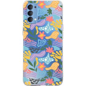 Printify Oppo Reno 3 Pro İle Uyumlu 1 mm Kapak Memphis Desen Tasarımlı Şeffaf Silikon Cep Telefonu Kılıfı
