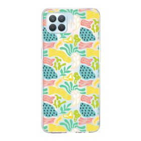 Printify Oppo Reno 4 Lite İle Uyumlu 1 mm Kapak Memphis Desen Tasarımlı Şeffaf Silikon Cep Telefonu Kılıfı