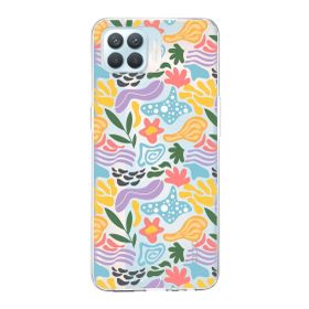 Printify Oppo Reno 4 Lite İle Uyumlu 1 mm Kapak Memphis Desen Tasarımlı Şeffaf Silikon Cep Telefonu Kılıfı