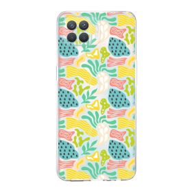 Printify Oppo Reno 4 Lite Uyumlu Kamera Korumalı Kapak Memphis Desen Tasarımlı Şeffaf Cep Telefonu Kılıfı