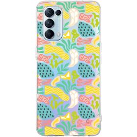Printify Oppo Reno 4 Pro İle Uyumlu 1mm Kapak Memphis Desen Tasarımlı Şeffaf Silikon Cep Telefonu Kılıfı
