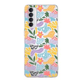 Printify Oppo Reno 4 Pro İle Uyumlu 1mm Kapak Memphis Desen Tasarımlı Şeffaf Silikon Cep Telefonu Kılıfı