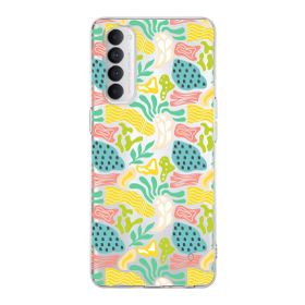 Printify Oppo Reno 4 Pro İle Uyumlu 1mm Kapak Memphis Desen Tasarımlı Şeffaf Silikon Cep Telefonu Kılıfı