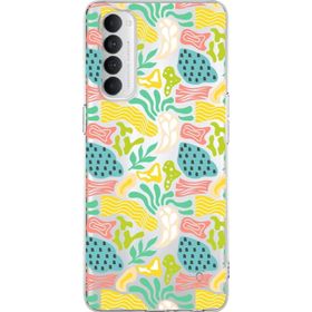 Printify Oppo Reno 4 Pro İle Uyumlu 1mm Kapak Memphis Desen Tasarımlı Şeffaf Silikon Cep Telefonu Kılıfı