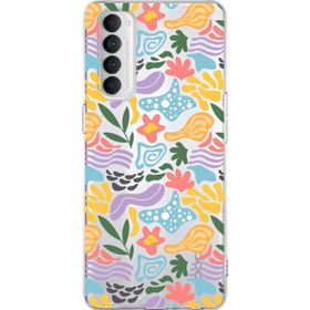 Printify Oppo Reno 4 Pro İle Uyumlu 1mm Kapak Memphis Desen Tasarımlı Şeffaf Silikon Cep Telefonu Kılıfı