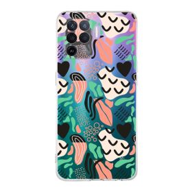 Printify Oppo Reno 5 Lite İle Uyumlu 1 mm Kapak Memphis Desen Tasarımlı Şeffaf Silikon Cep Telefonu Kılıfı