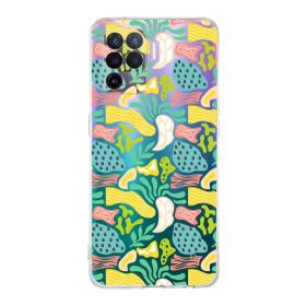 Printify Oppo Reno 5 Lite İle Uyumlu 1 mm Kapak Memphis Desen Tasarımlı Şeffaf Silikon Cep Telefonu Kılıfı