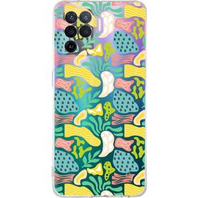 Printify Oppo Reno 5 Lite İle Uyumlu 1 mm Kapak Memphis Desen Tasarımlı Şeffaf Silikon Cep Telefonu Kılıfı