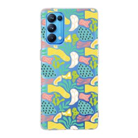 Printify Oppo Reno 5 Pro İle Uyumlu 1mm Kapak Memphis Desen Tasarımlı Şeffaf Silikon Cep Telefonu Kılıfı