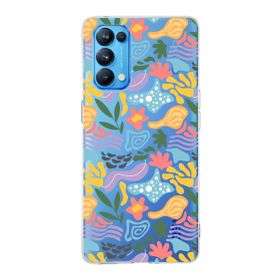 Printify Oppo Reno 5 Pro İle Uyumlu 1mm Kapak Memphis Desen Tasarımlı Şeffaf Silikon Cep Telefonu Kılıfı